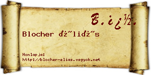 Blocher Éliás névjegykártya